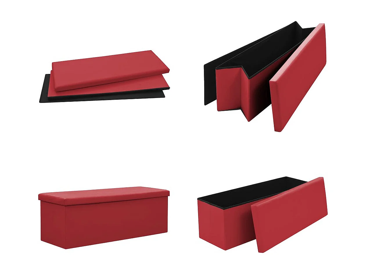 Banc de rangement pliable Rouge bordeaux PVC