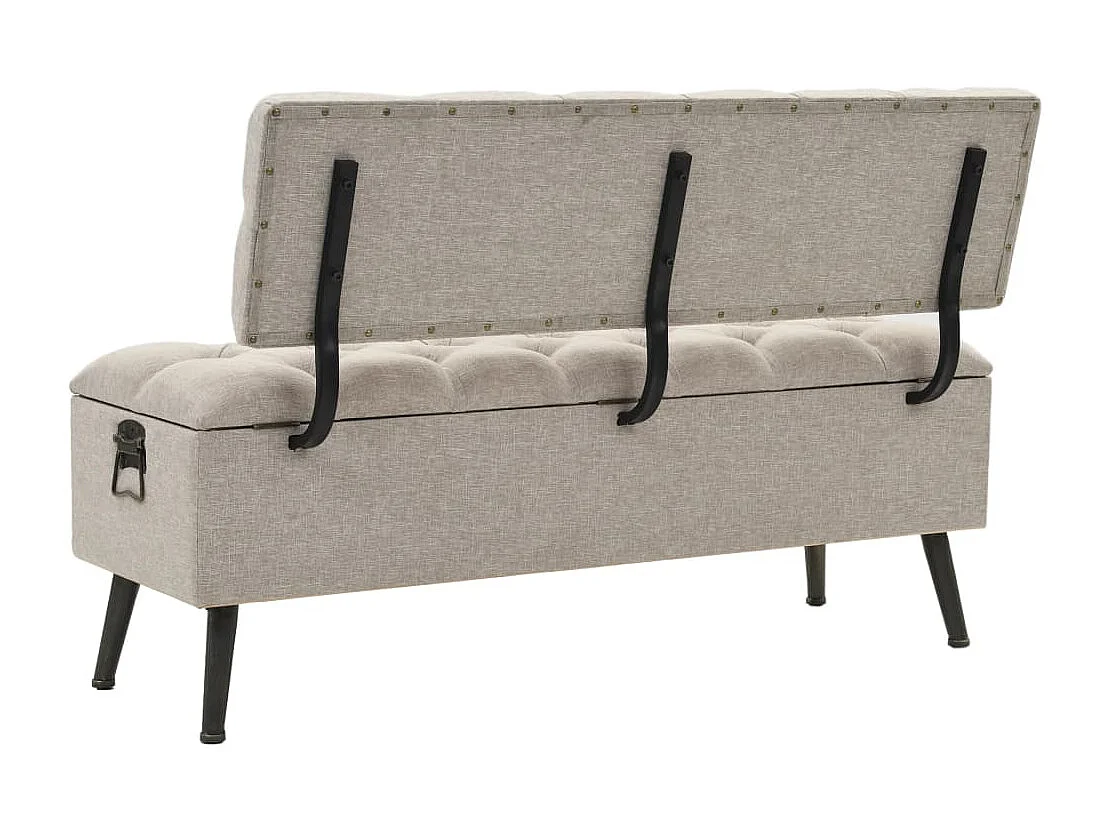 Banc de rangement avec dossier 110 cm Crème Tissu