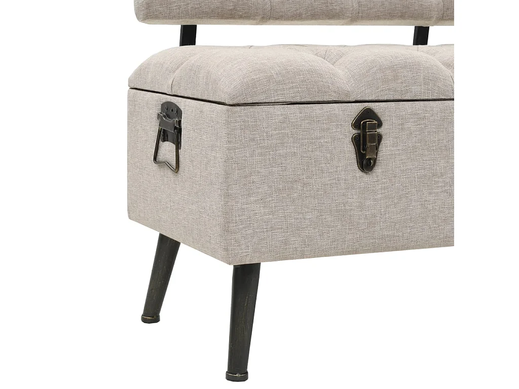 Banc de rangement avec dossier 110 cm Crème Tissu