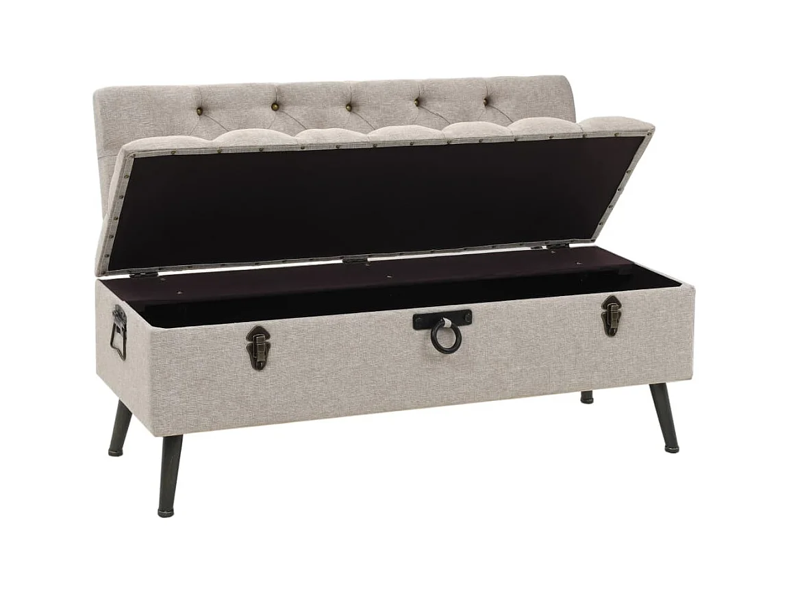 Opbergbank met rugleuning 110 cm stof crèmekleurig