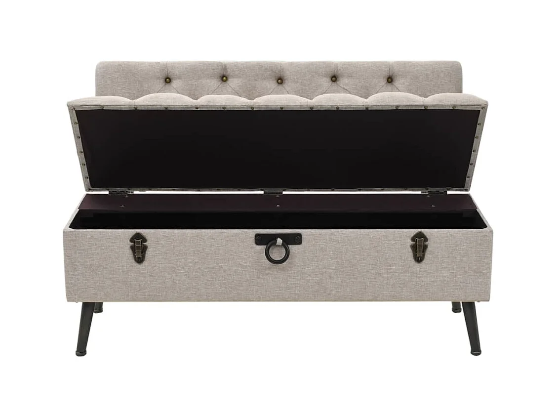 Opbergbank met rugleuning 110 cm stof crèmekleurig