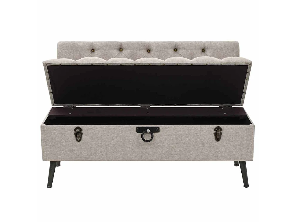 Opbergbank met rugleuning 110 cm stof crèmekleurig