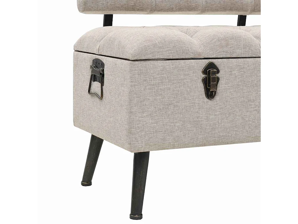 Opbergbank met rugleuning 110 cm stof crèmekleurig