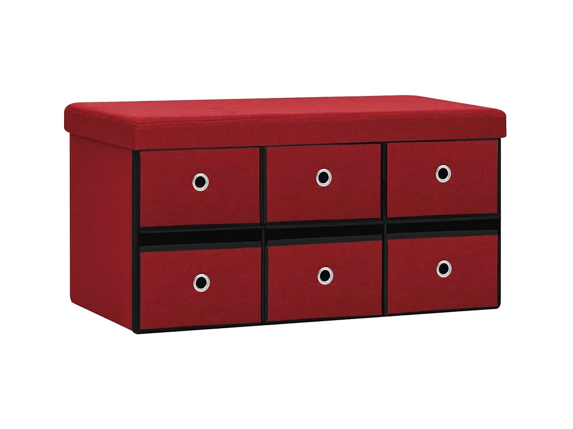 Cassapanca Pieghevole Rosso Vino 76x38x38 cm in Simil Lino