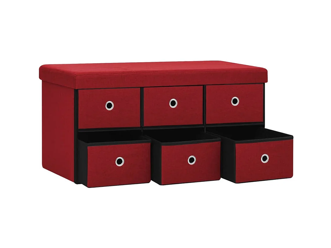 Cassapanca Pieghevole Rosso Vino 76x38x38 cm in Simil Lino