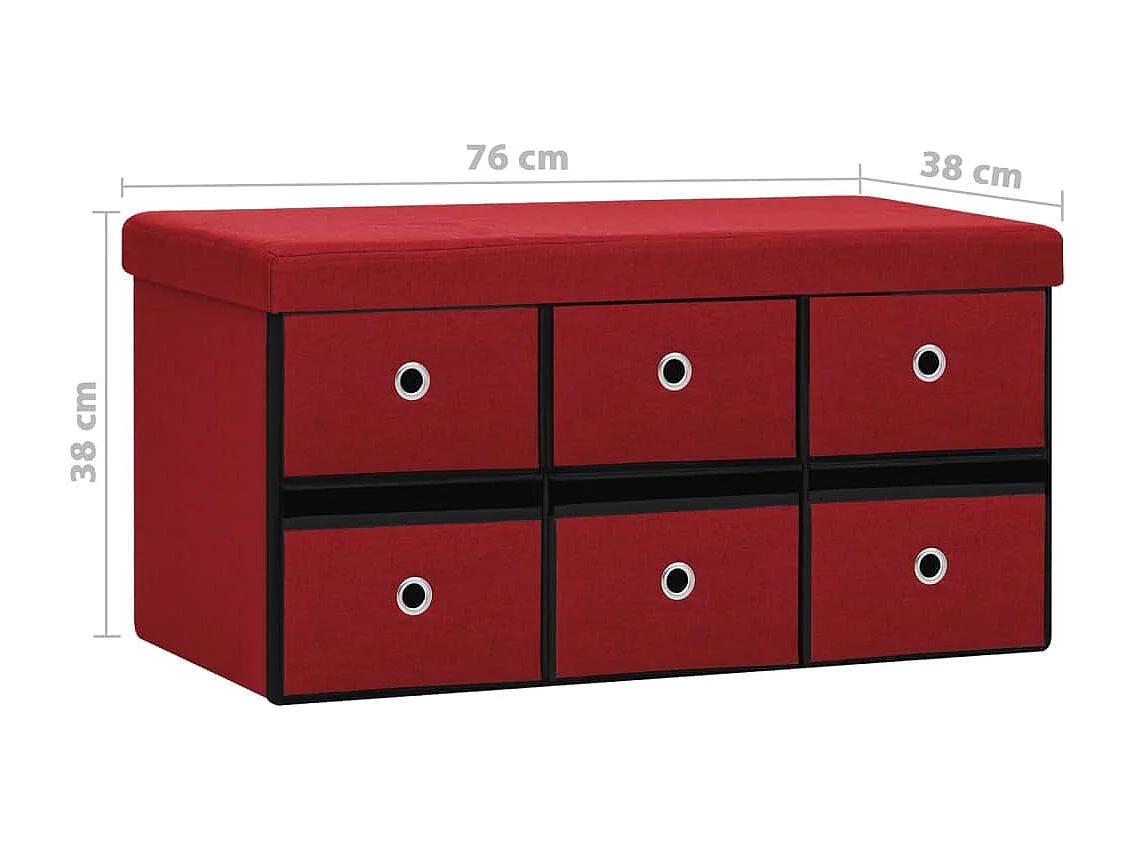 Cassapanca Pieghevole Rosso Vino 76x38x38 cm in Simil Lino