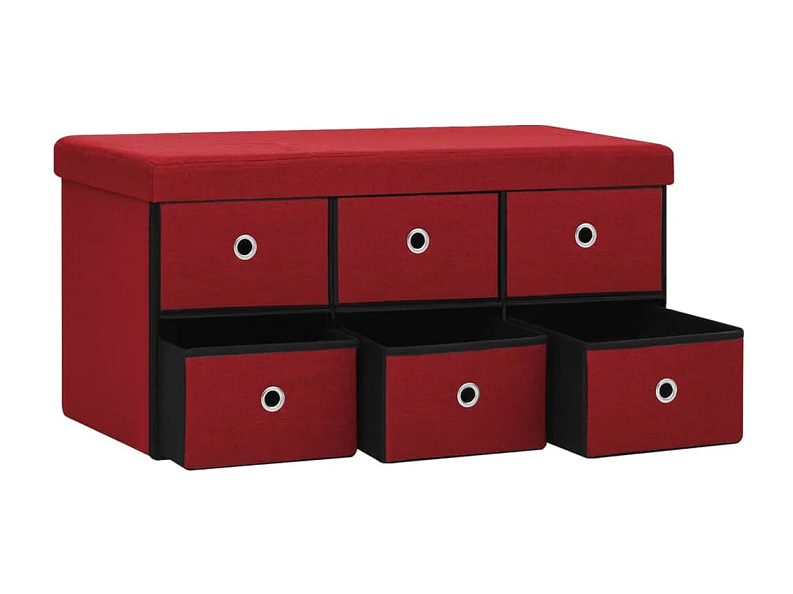 Banc de rangement pliable Bordeaux 76x38x38 cm Faux lin