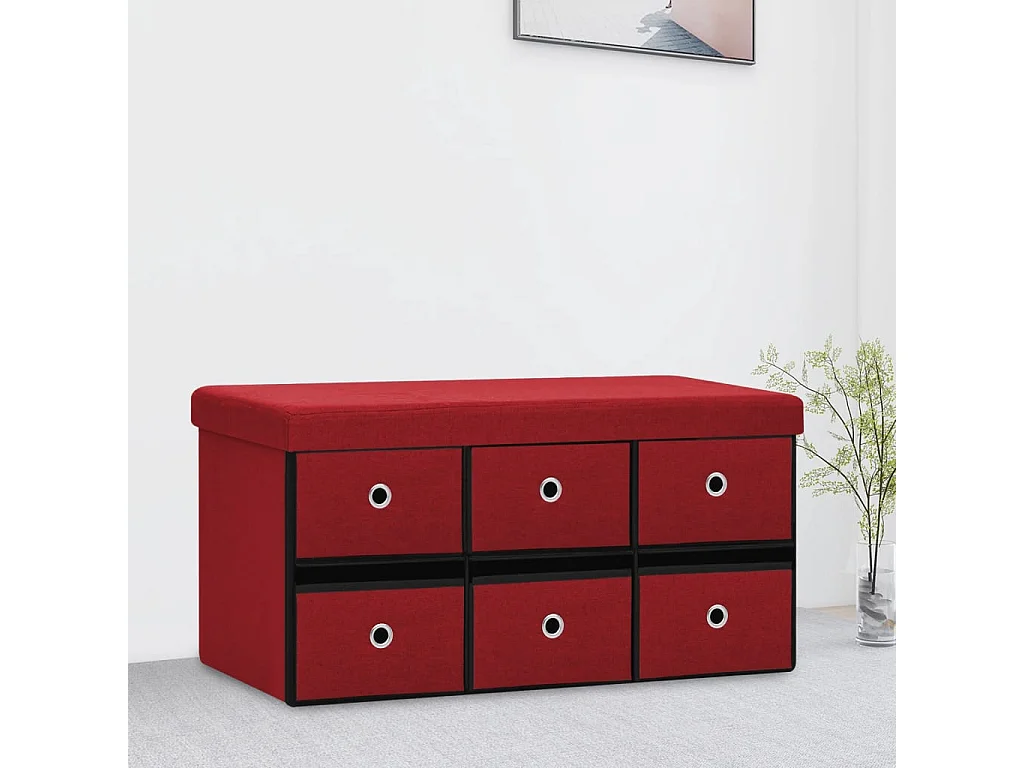 Banc de rangement pliable Bordeaux 76x38x38 cm Faux lin
