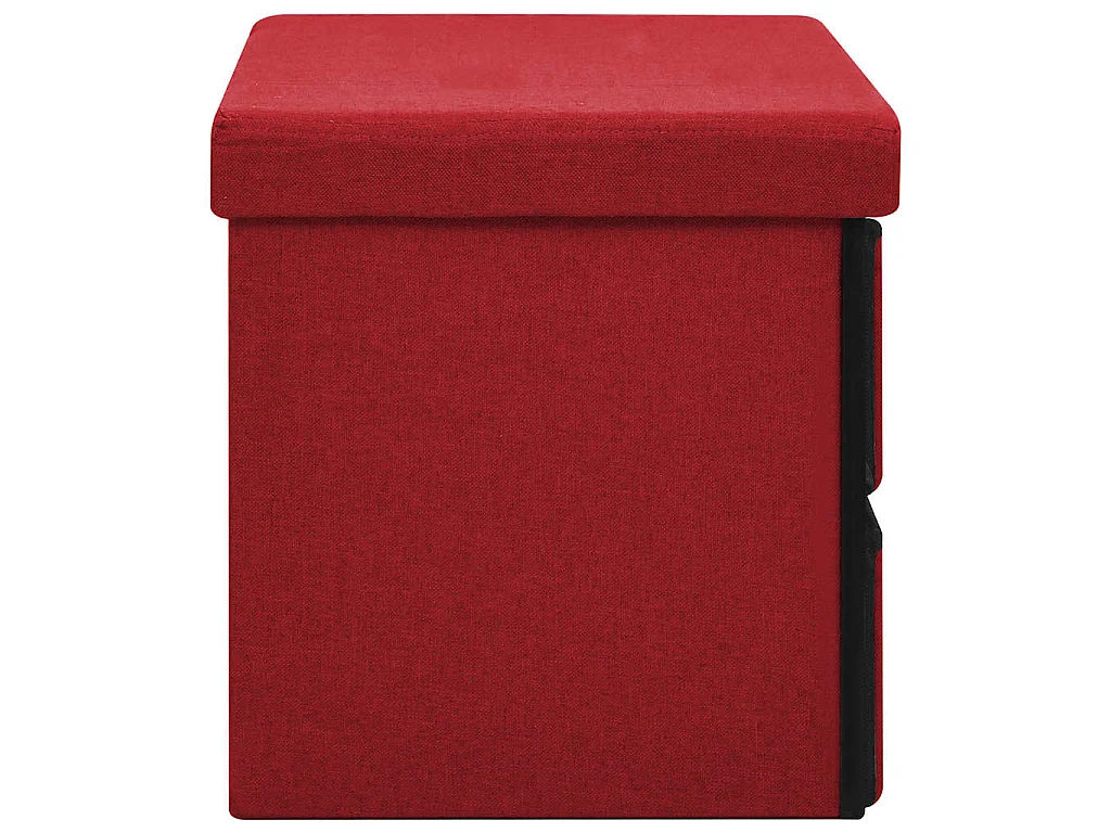 Faltbare Sitzbank mit Stauraum Weinrot 76x38x38 cm Leinenoptik
