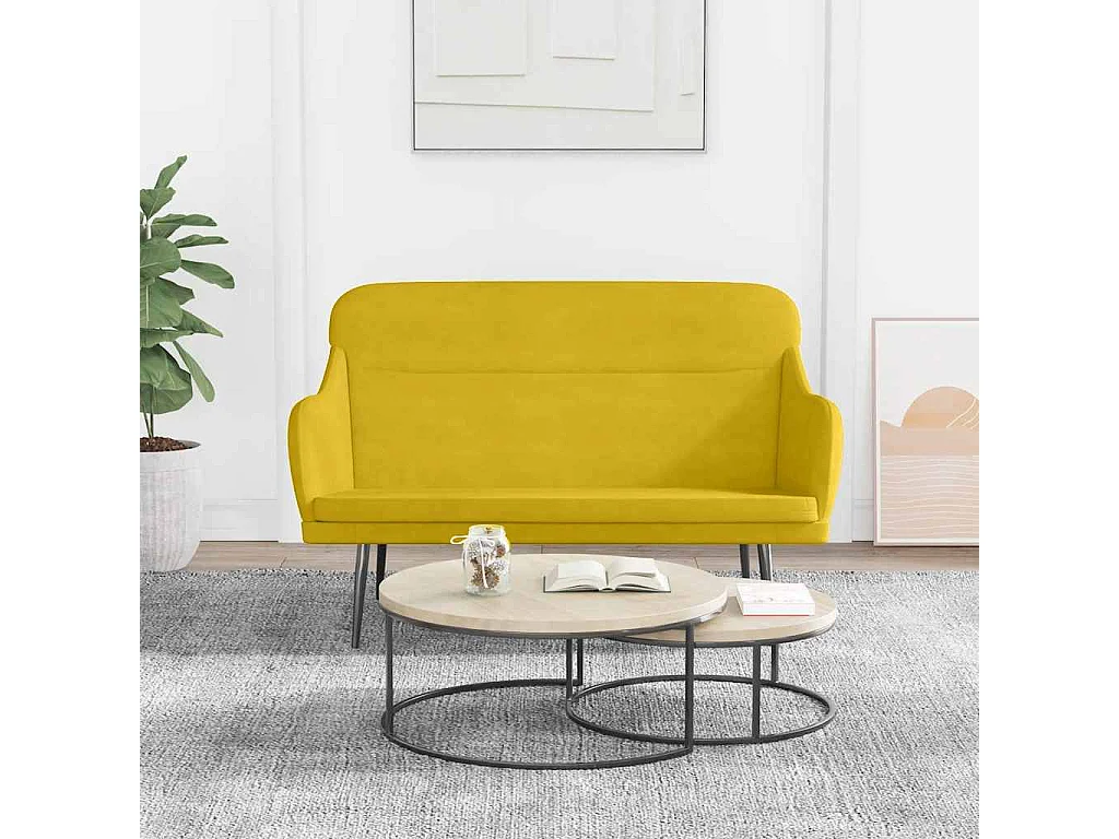 Banc Jaune 110x76x80 cm Velours