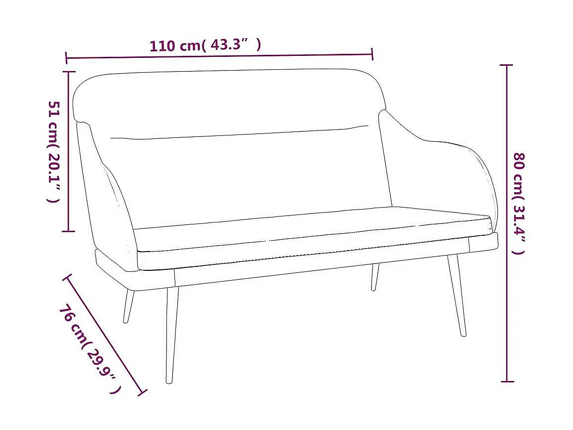 Banc Jaune 110x76x80 cm Velours