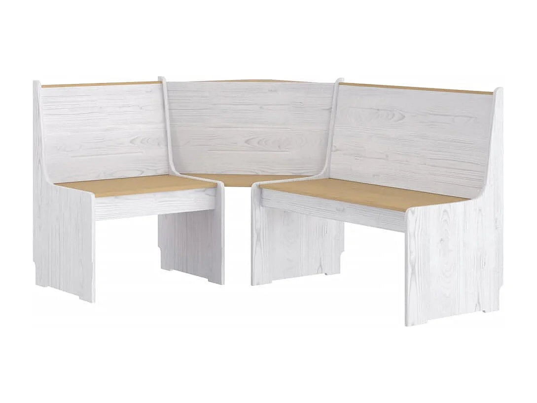 Banco de esquina REINE madera maciza pino marrón blanco 151 cm