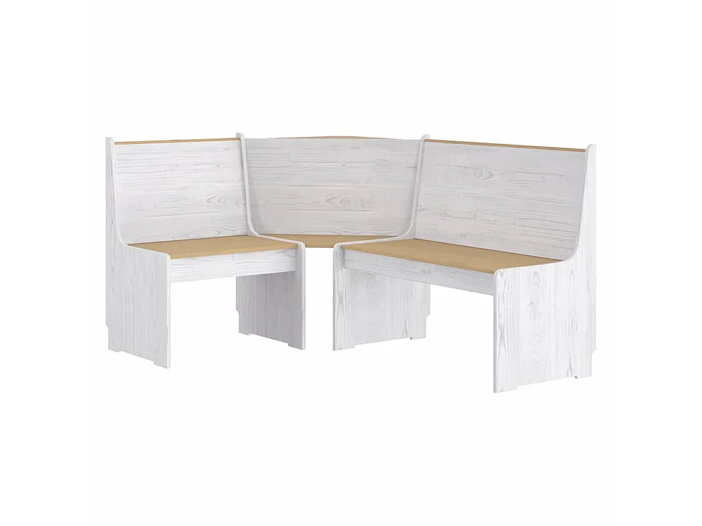 Banc d'angle REINE 151 cm marron miel et blanc bois pin solide