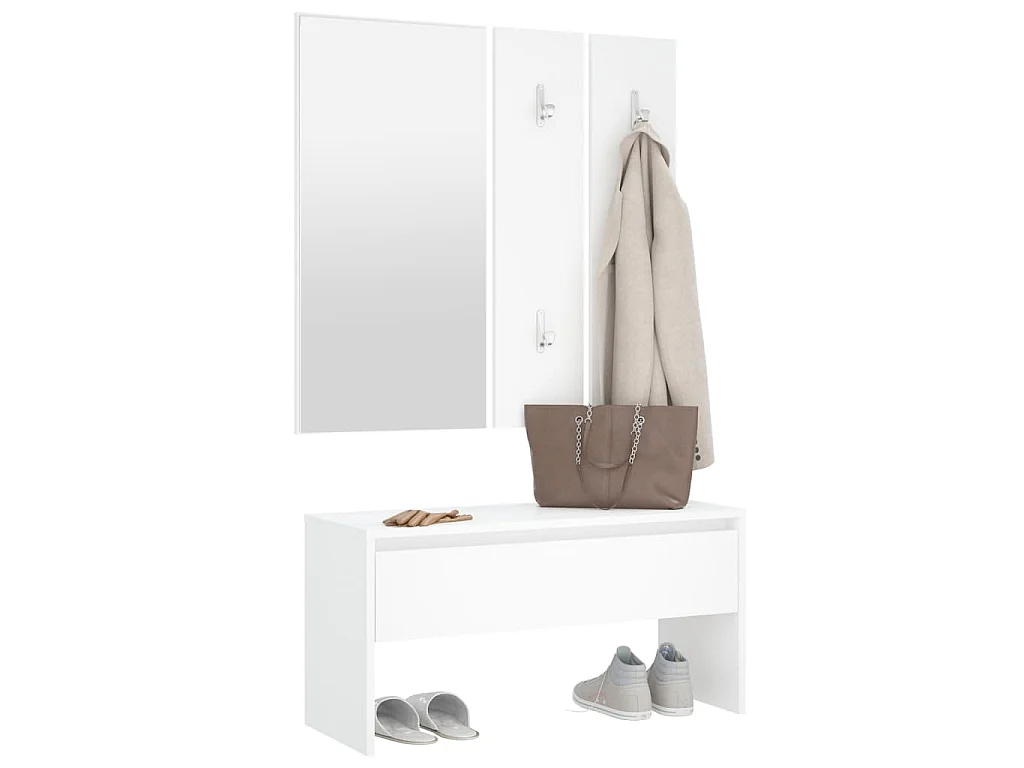 Set di Mobili da Corridoio Bianco in Legno Multistrato