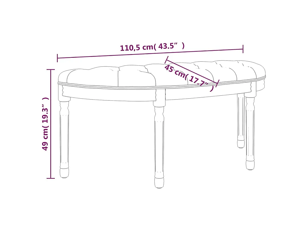 Panca Grigio Scuro 110,5x45x49 cm in Tessuto