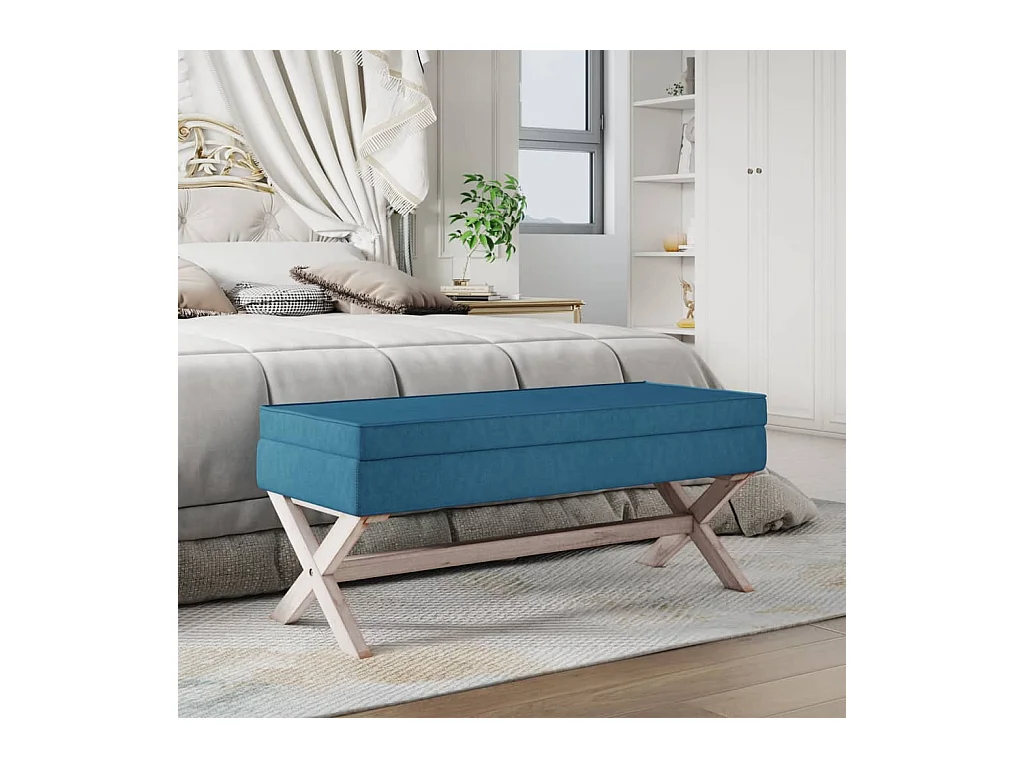 Tabouret de rangement Bleu 110x45x49 cm Velours