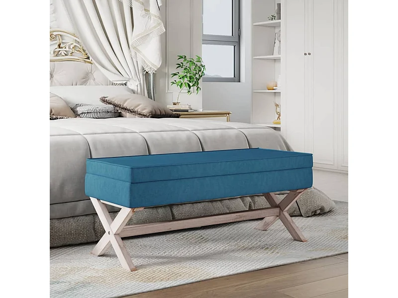 Sgabello Portaoggetti Blu 110x45x49 cm in Velluto