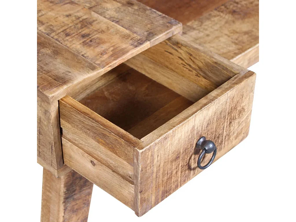 Banco con cajón madera maciza de mango 120x36x60 cm