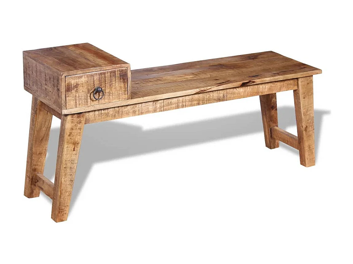 Banc avec tiroir Bois de manguier massif 120x36x60 cm