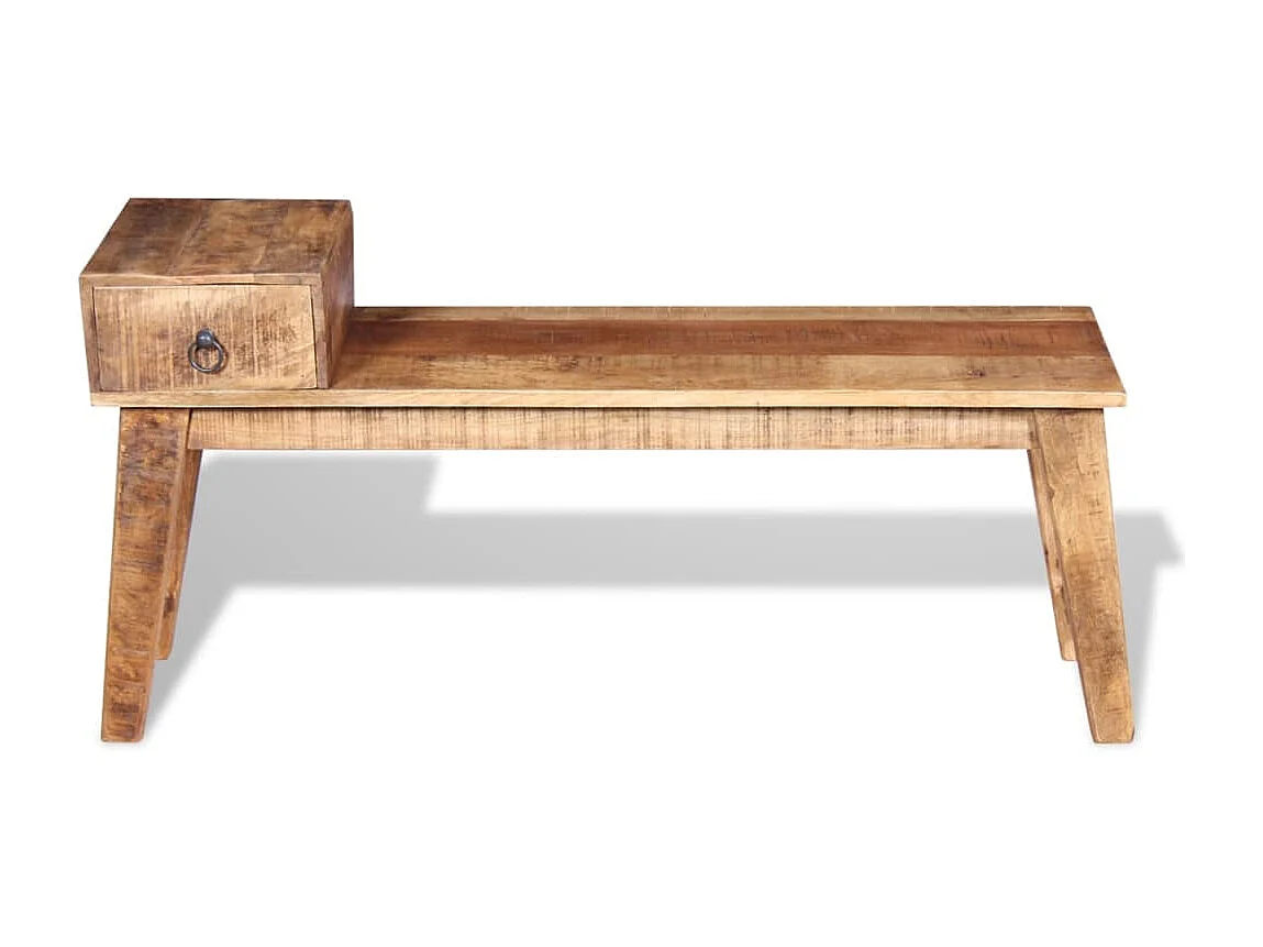 Banc avec tiroir Bois de manguier massif 120x36x60 cm
