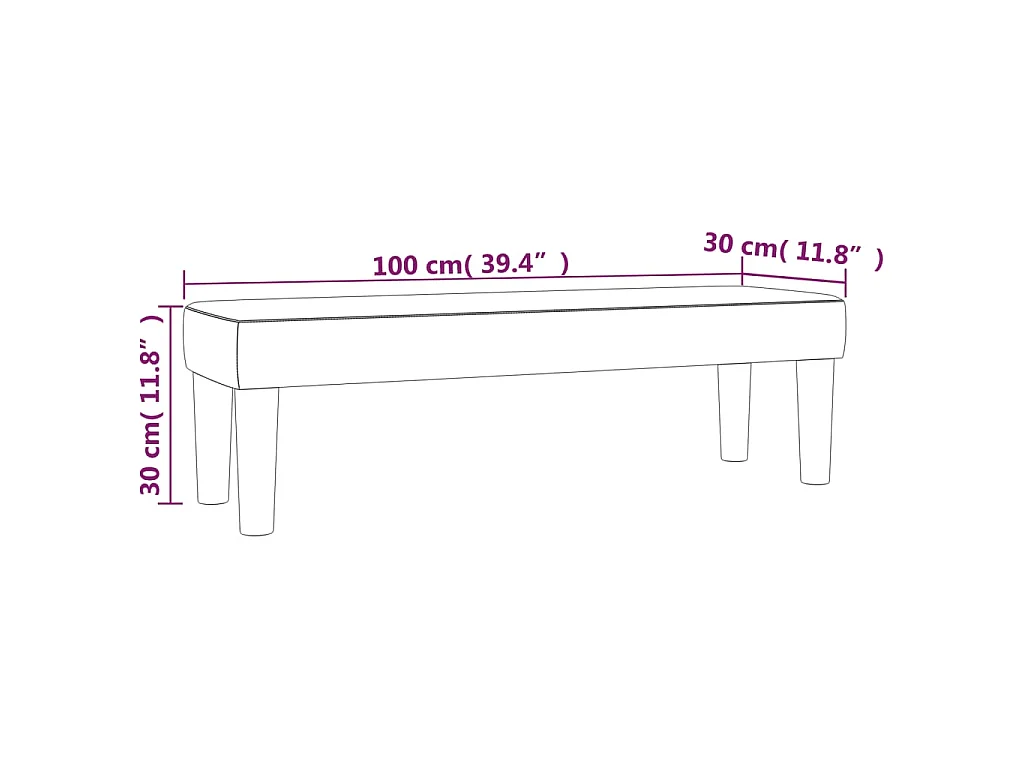 Banc Noir 100x30x30 cm Tissu