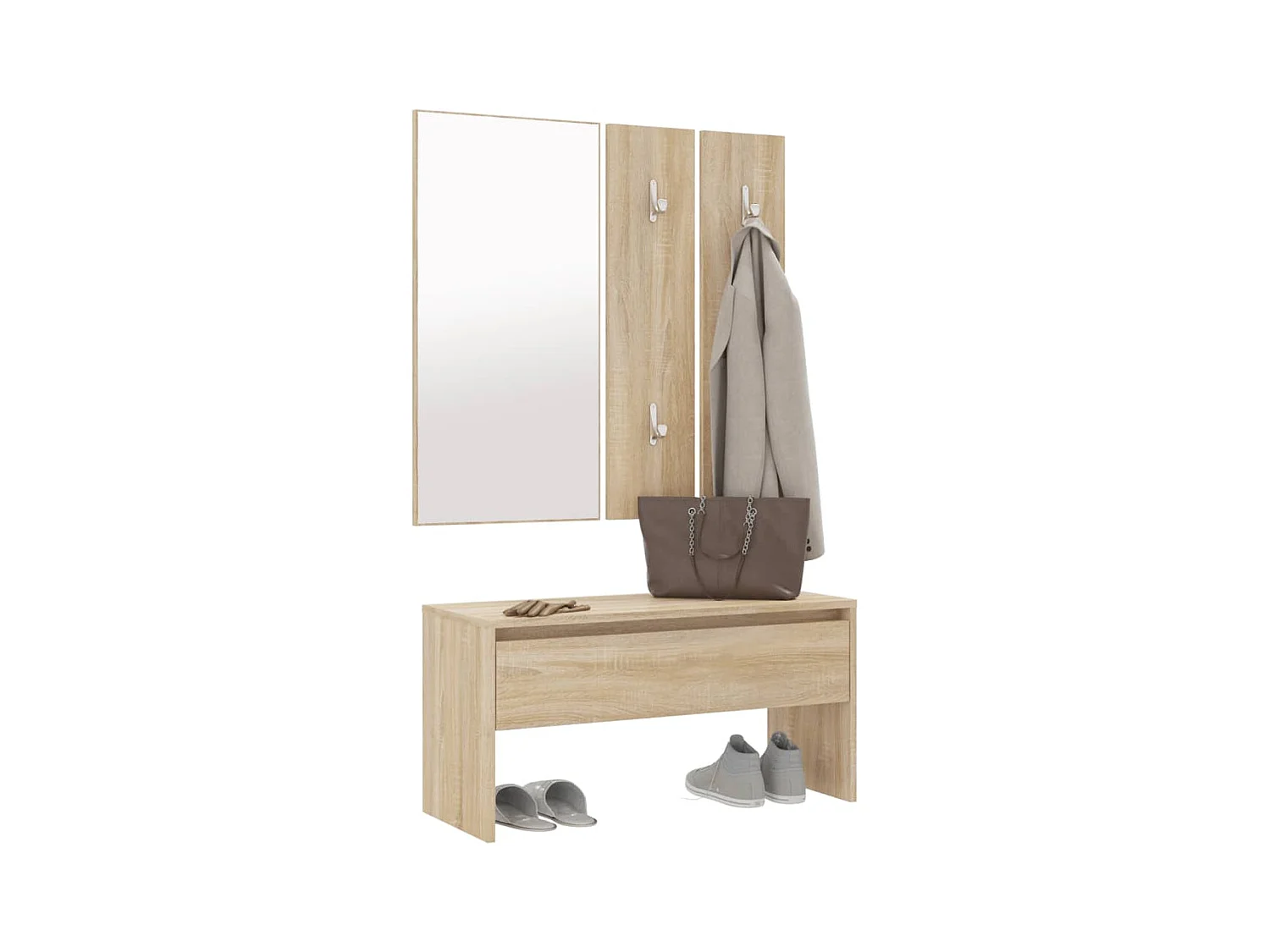 Set de muebles de recibidor madera contrachapada roble Sonoma