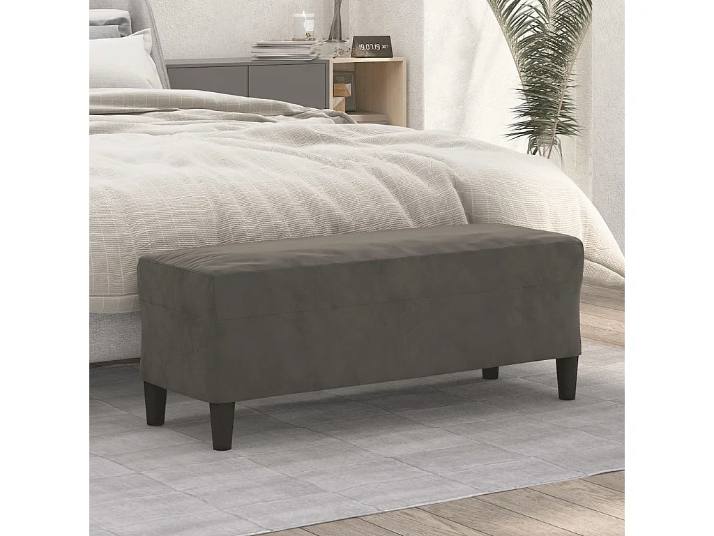 Banc Gris foncé 100x35x41 cm Velours