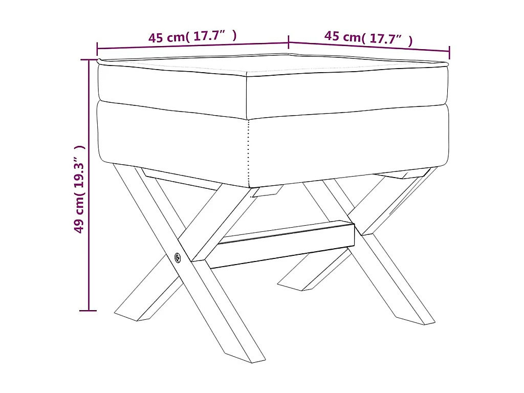 Tabouret de rangement Gris foncé 45x45x49 cm Tissu