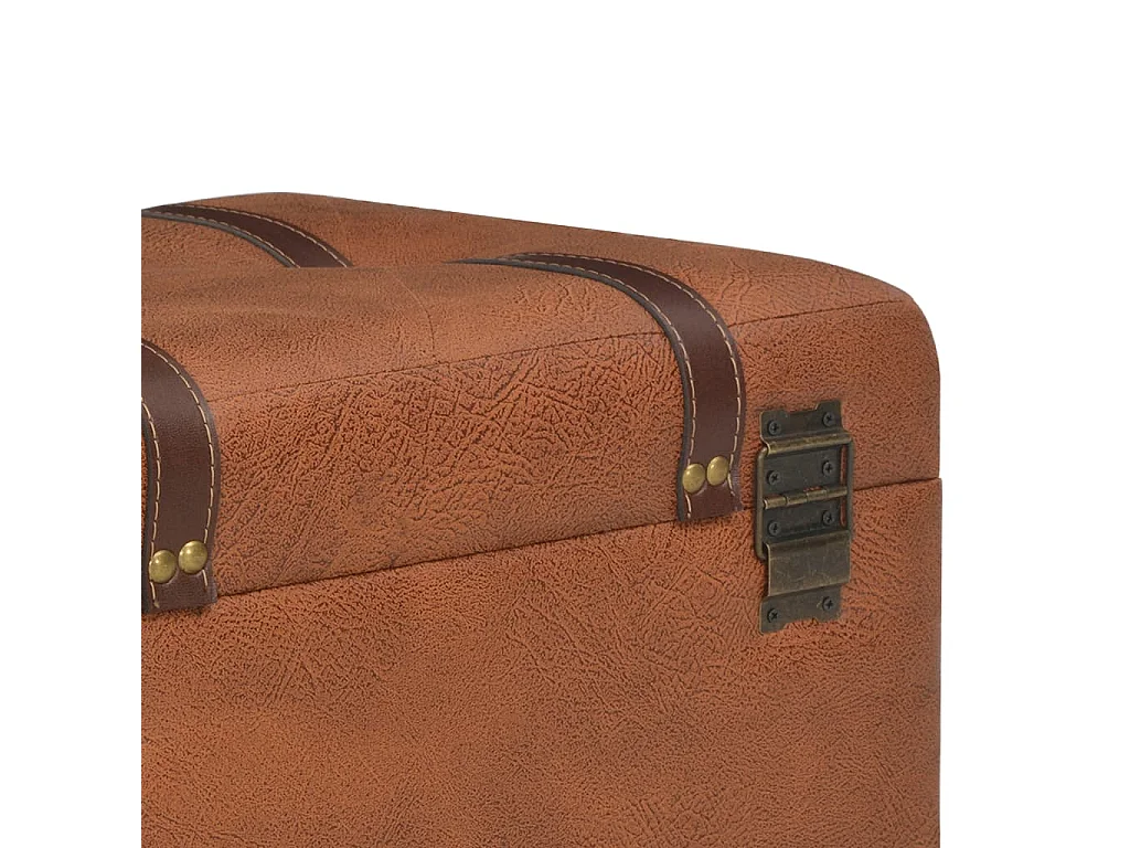 Tabouret de rangement 40 cm marron pâle similicuir