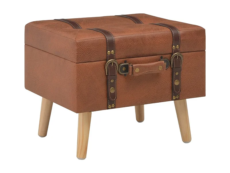 Tabouret de rangement 40 cm marron pâle similicuir