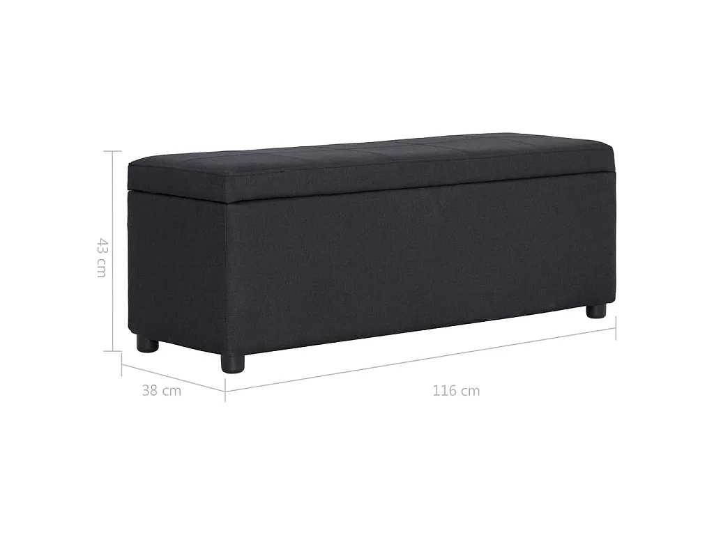 Banc avec compartiment de rangement 116 cm Noir Polyester