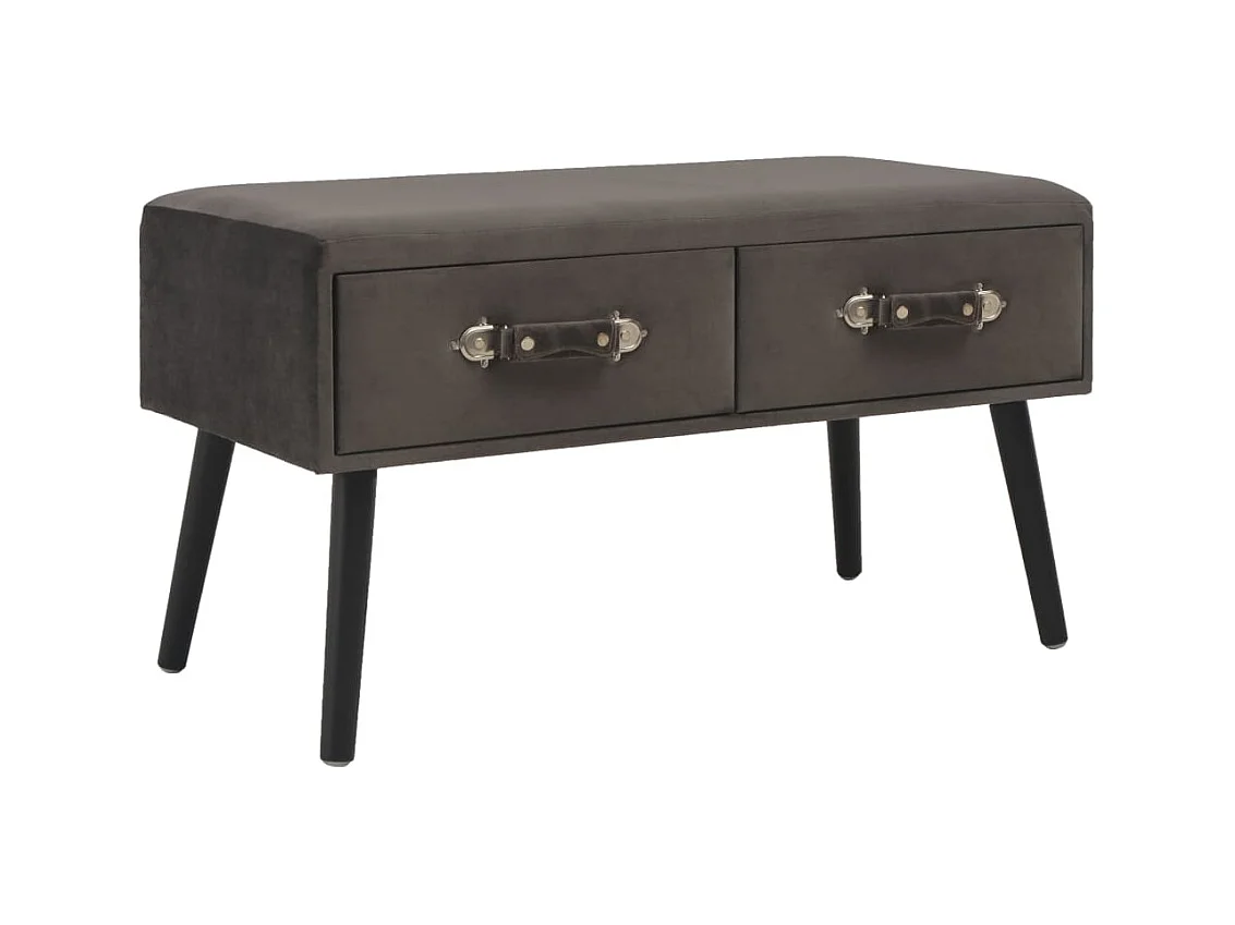 Banc avec tiroirs 80 cm Gris Velours