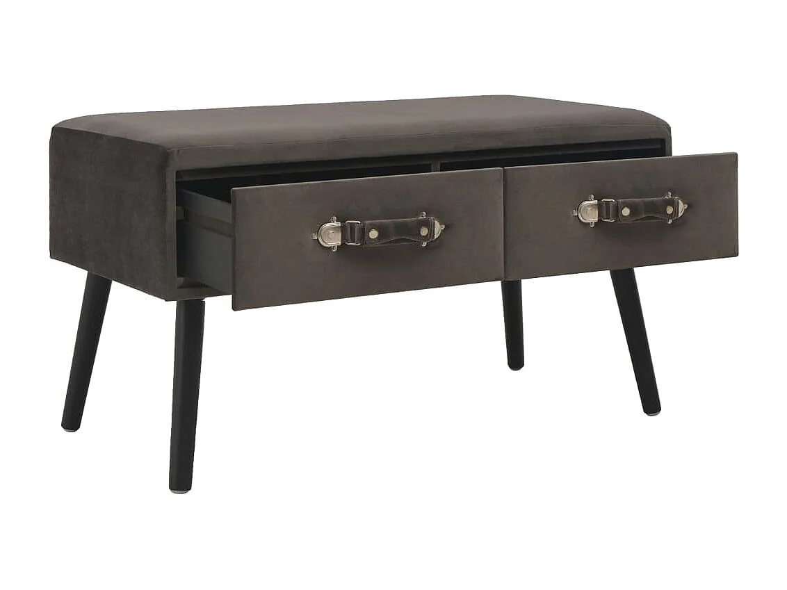 Banc avec tiroirs 80 cm Gris Velours