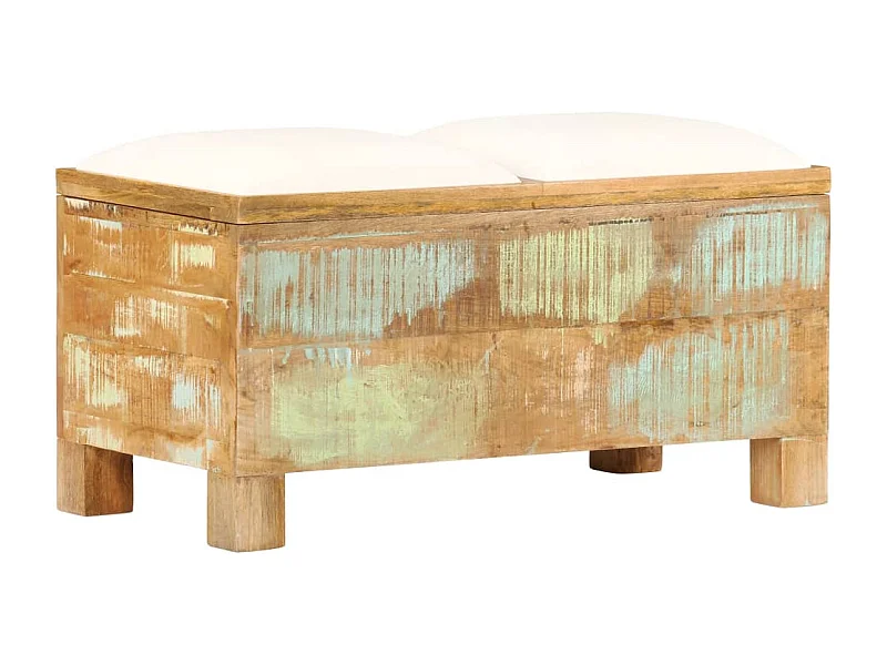 Banco de almacenamiento de madera reciclada maciza 80x40x40 cm