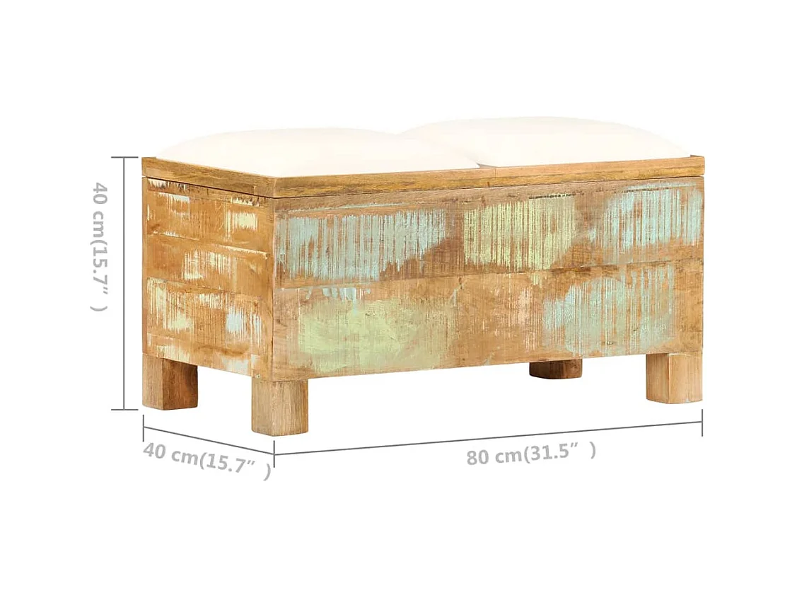 Opbergbankje 80x40x40 cm massief gerecycled hout