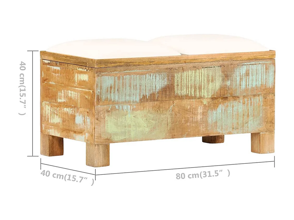Banc de rangement Bois massif recyclé 80 x 40 x 40 cm