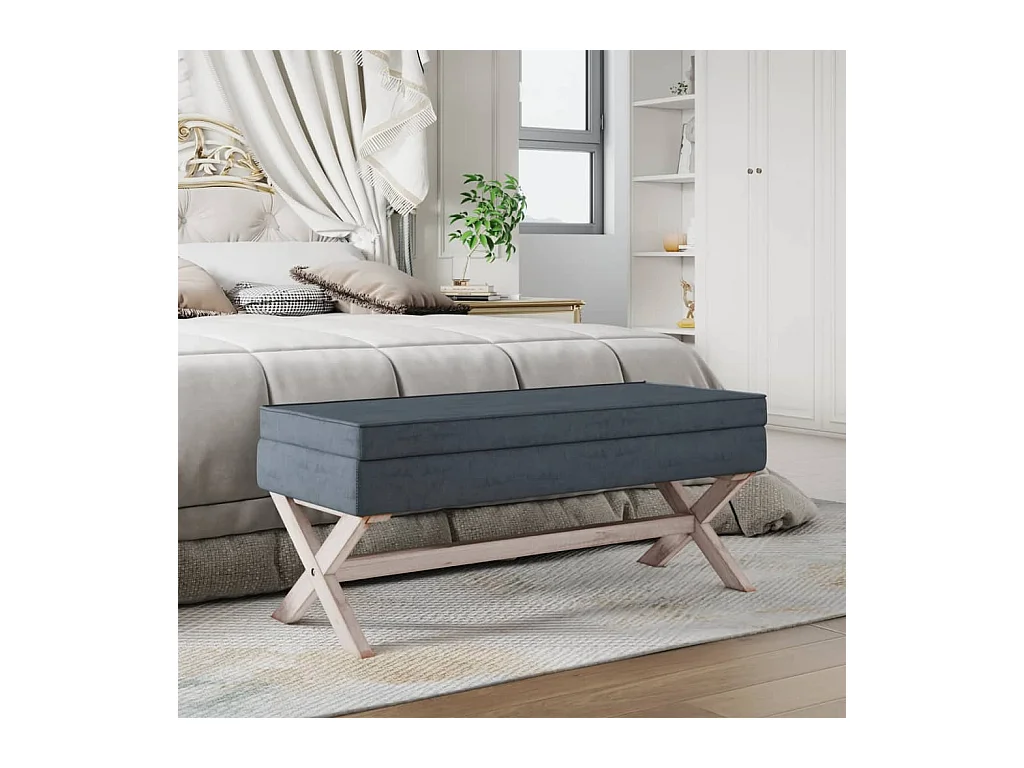 Tabouret de rangement Gris foncé 110x45x49 cm Velours