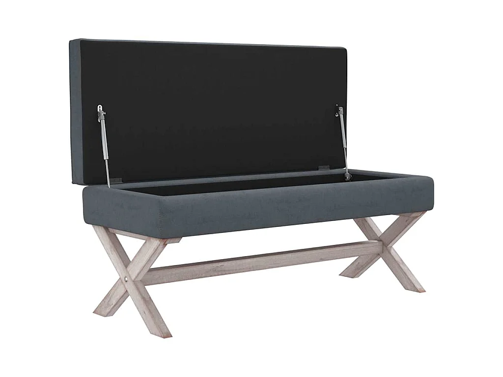 Tabouret de rangement Gris foncé 110x45x49 cm Velours