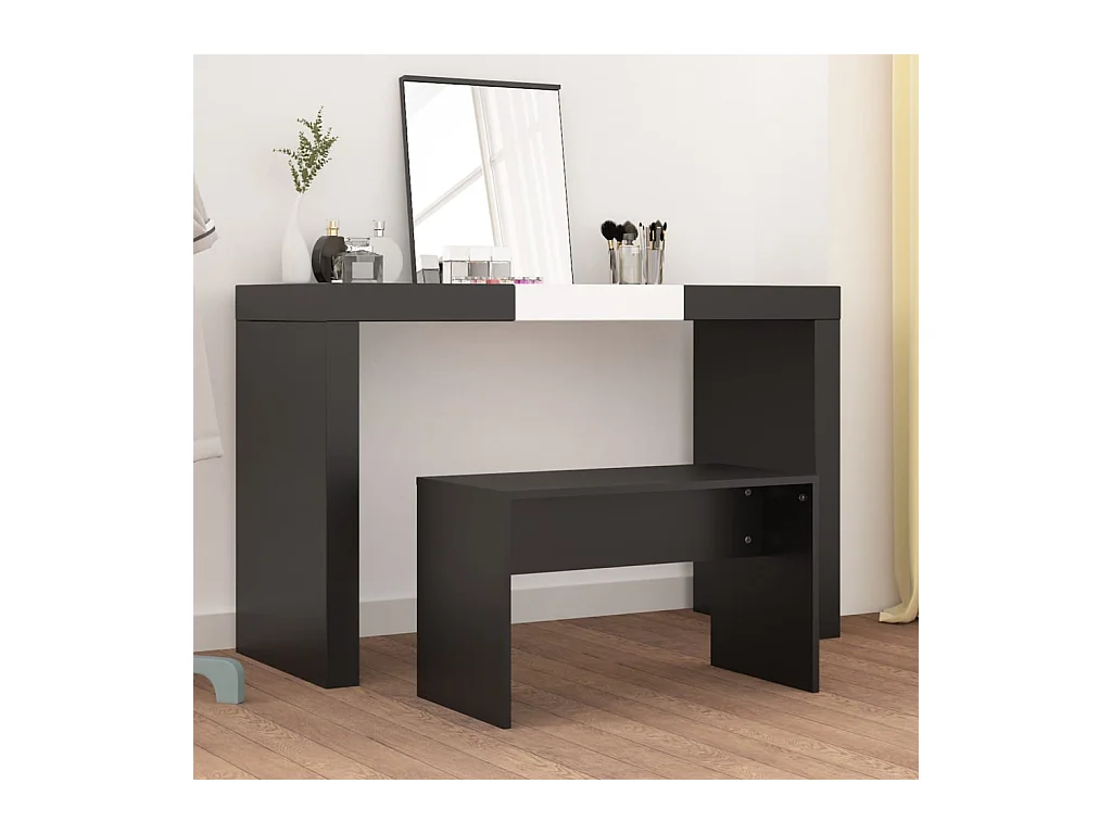 Tabouret de toilette Noir 70x35x45 cm Bois d'ingénierie