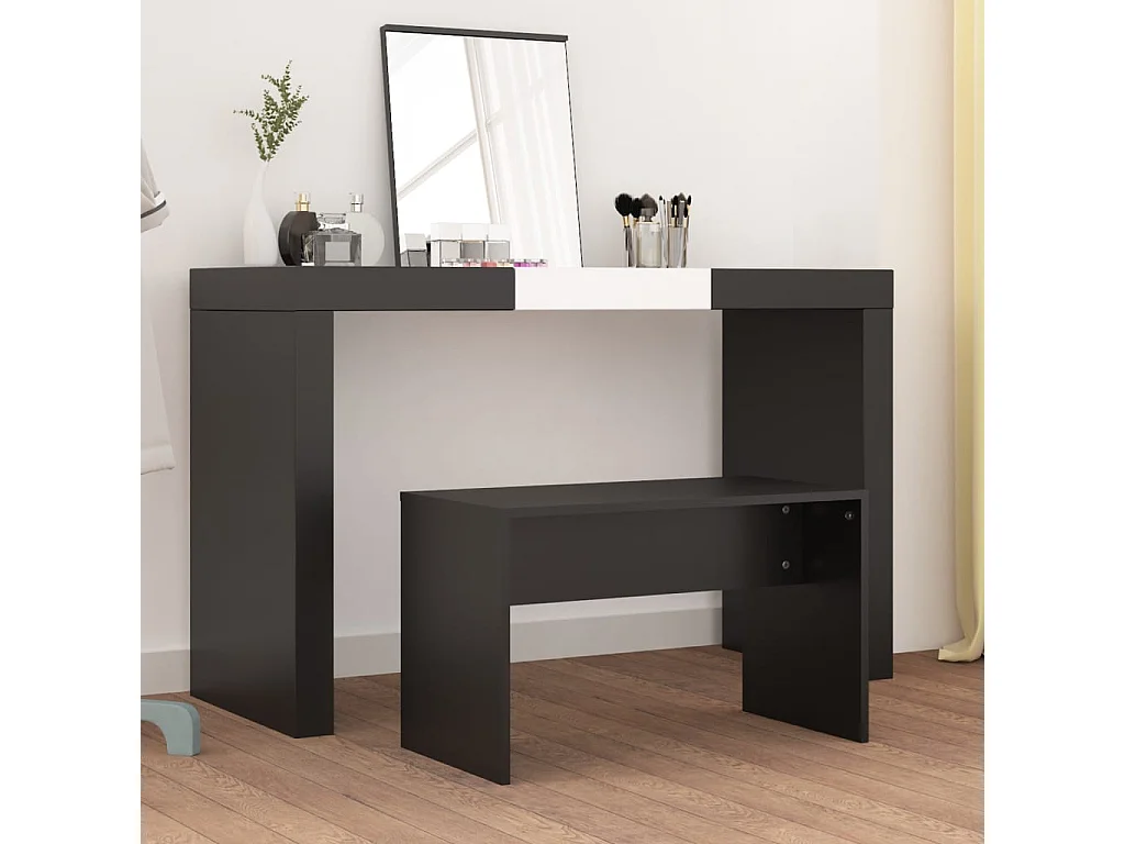 Tabouret de toilette Noir 70x35x45 cm Bois d'ingénierie