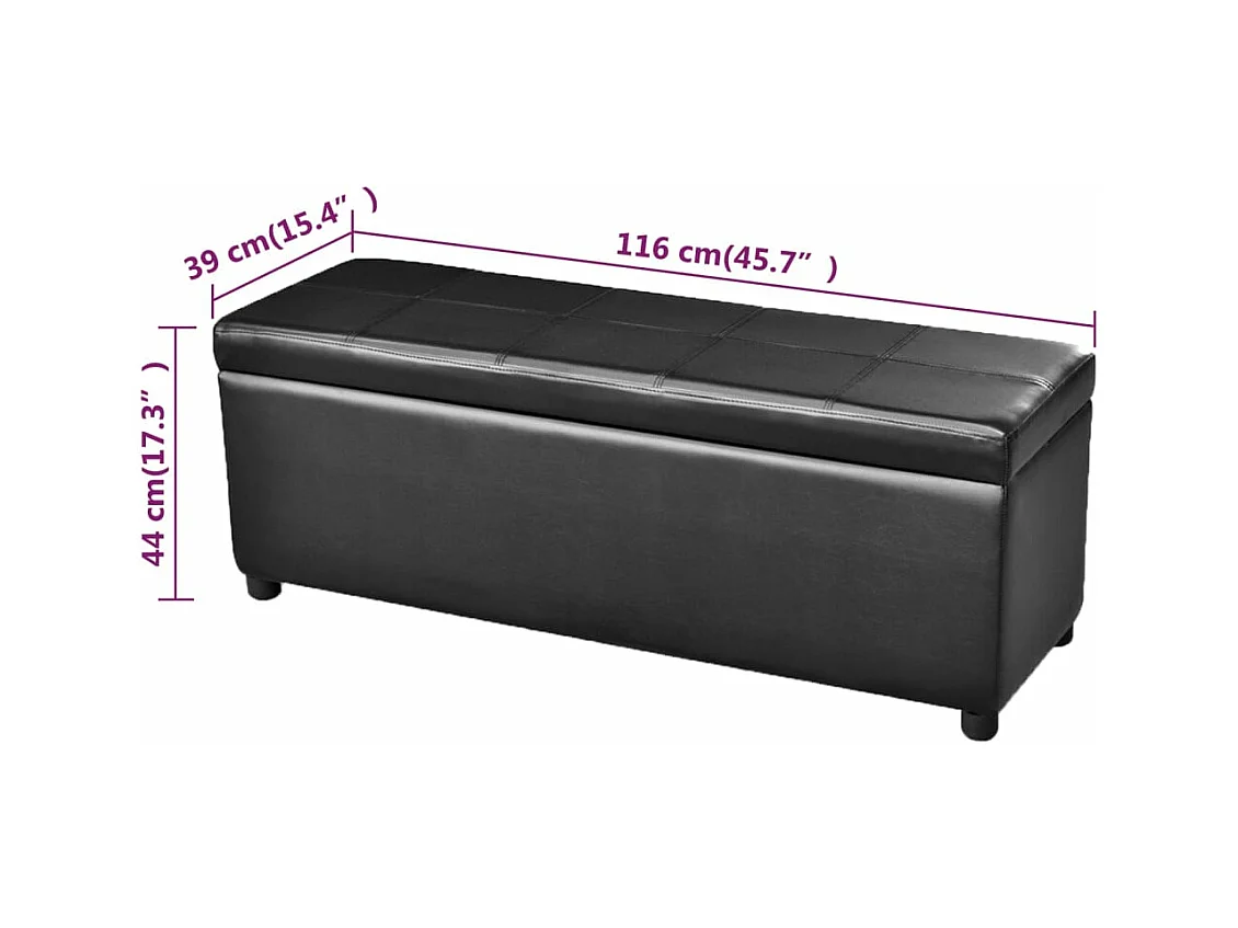 Opbergbank lang hout zwart