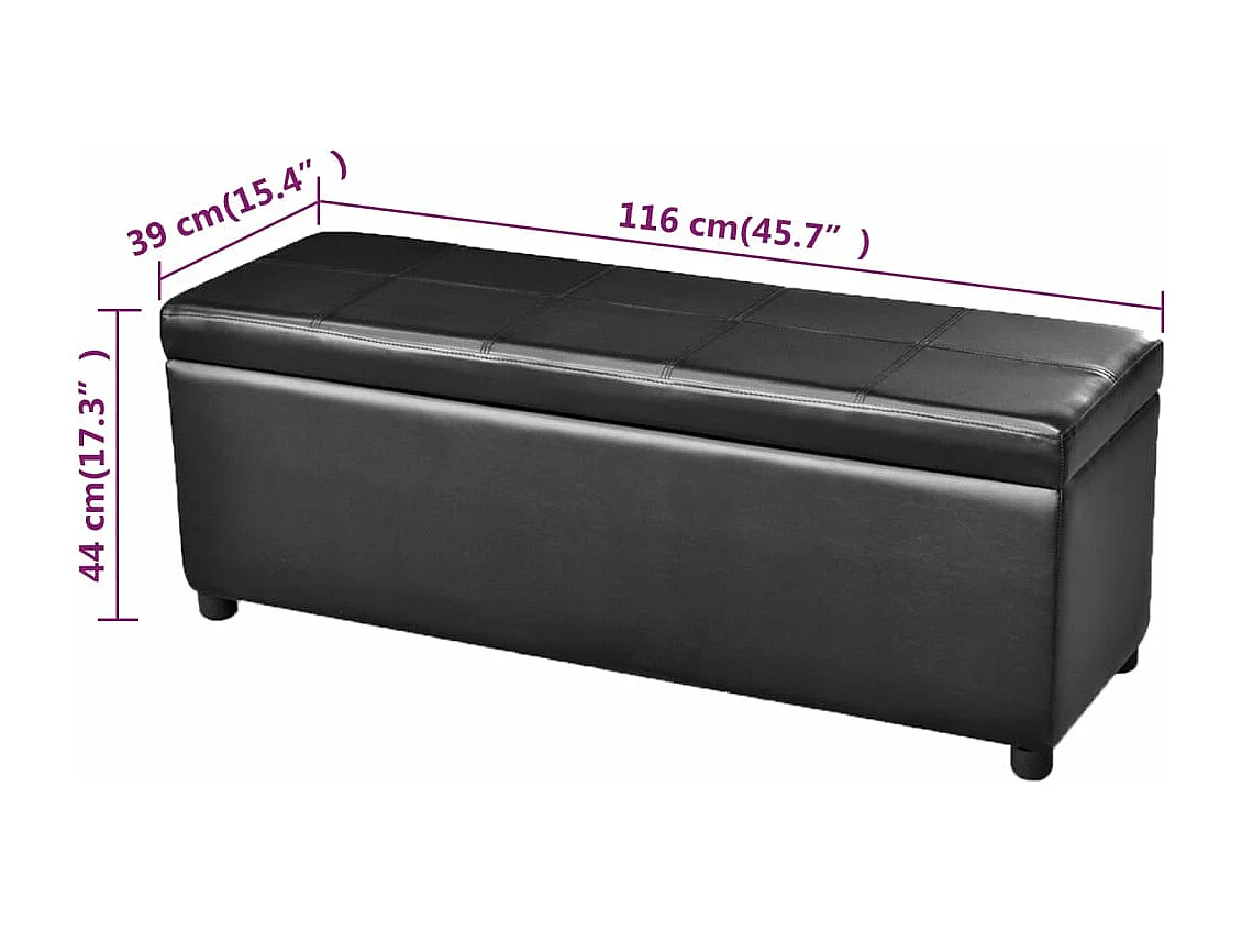 Banc long de rangement Bois Noir