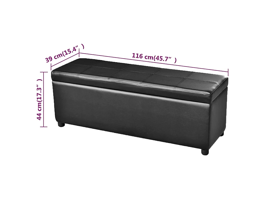 Banc long de rangement Bois Noir