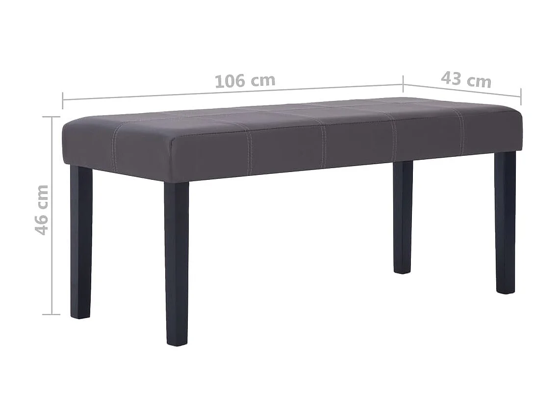 Banco 106 cm couro artificial cinzento