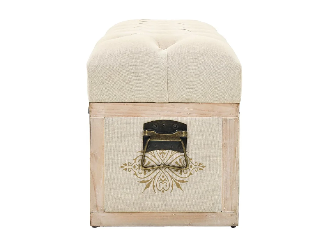 Aufbewahrungsbank 110 cm Cremefarben Massivholz Tannenholz und Stoff