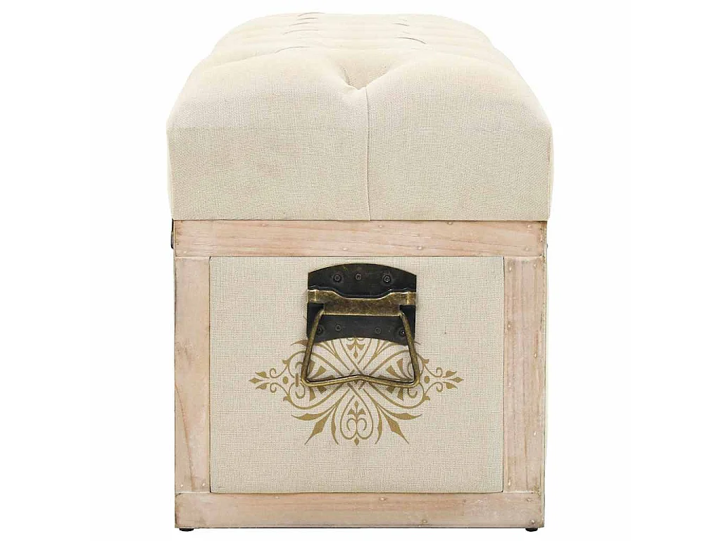 Panca Contenitore 110 cm Crema in Abete Massello e Tessuto