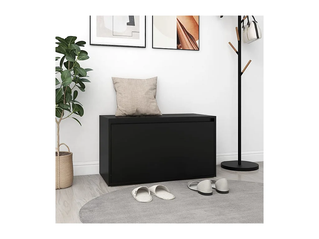 Banc d'entrée 80x40x45 cm Noir Bois d'ingénierie