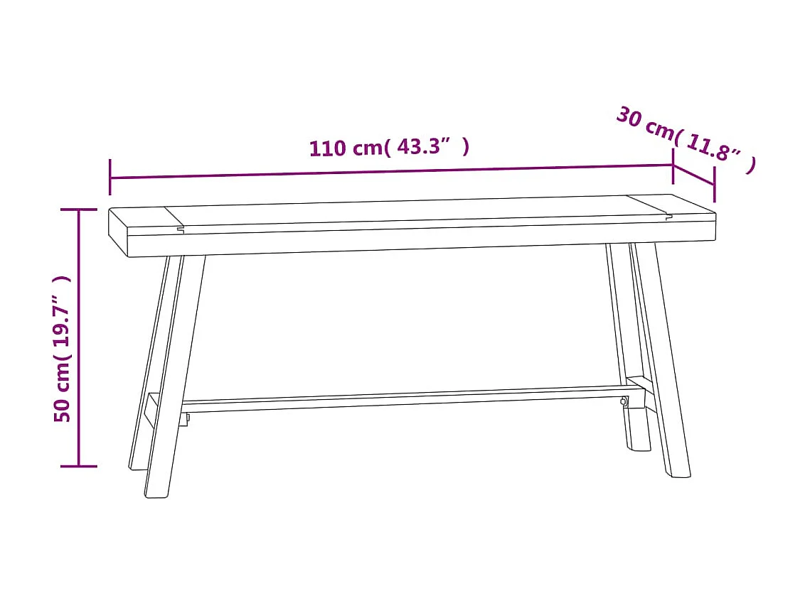 Bankje 110 cm massief teakhout
