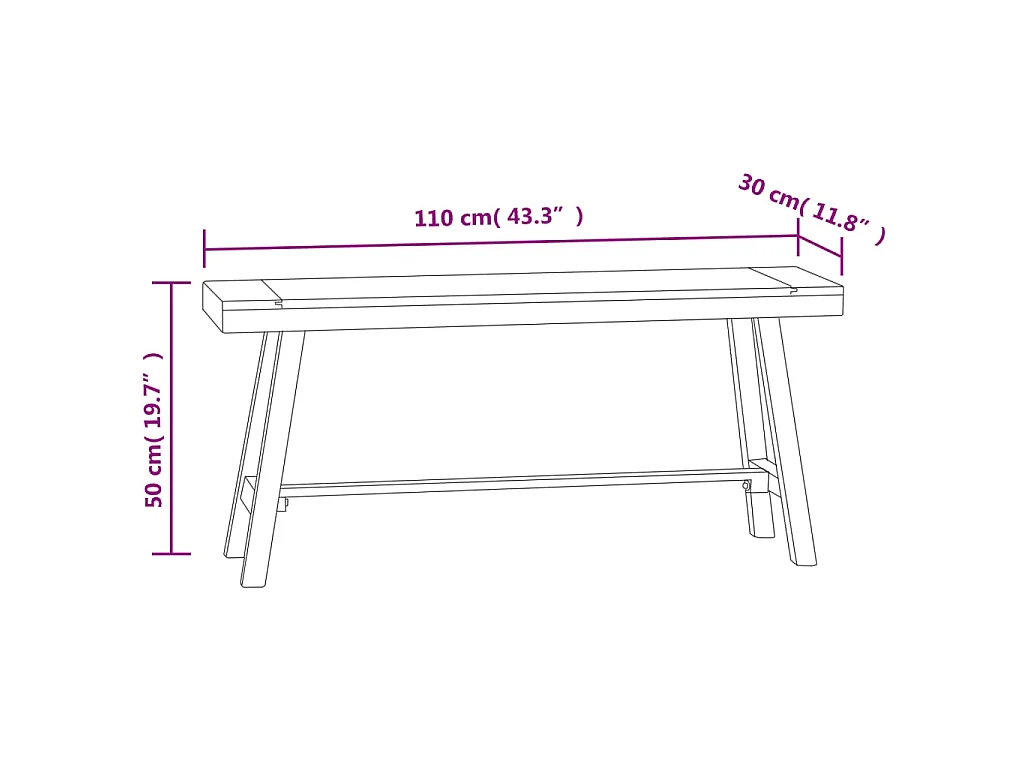 Bank 110 cm Massivholz Teak