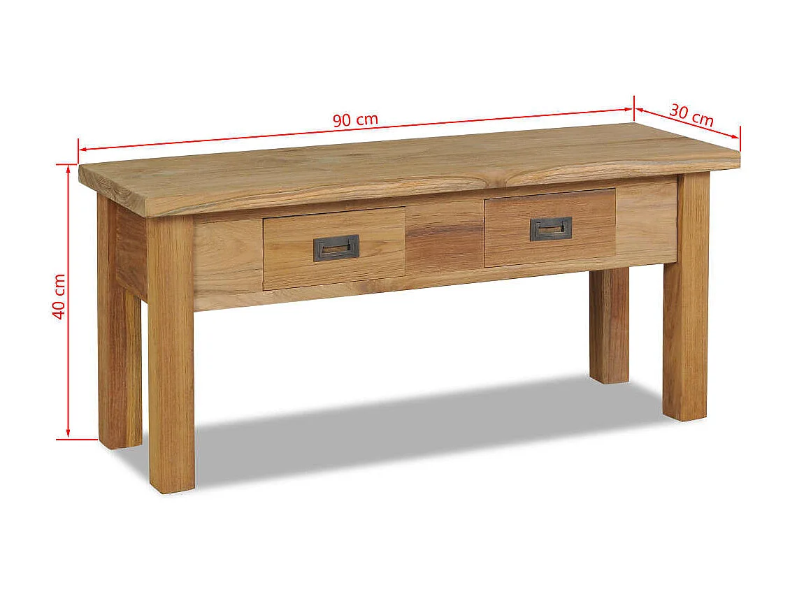 Banco de corredor em teca maciça 90x30x40 cm